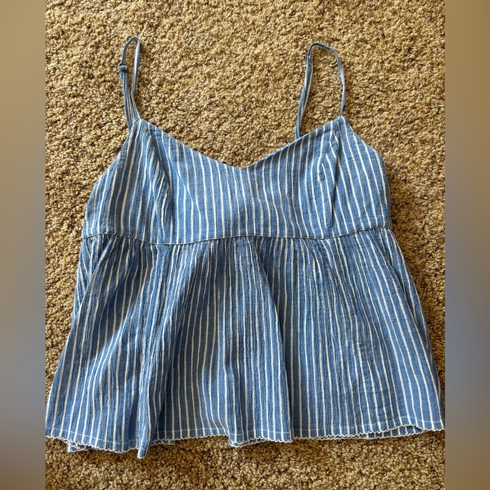 Abercrombie and Fitch Linen Striped Open back top